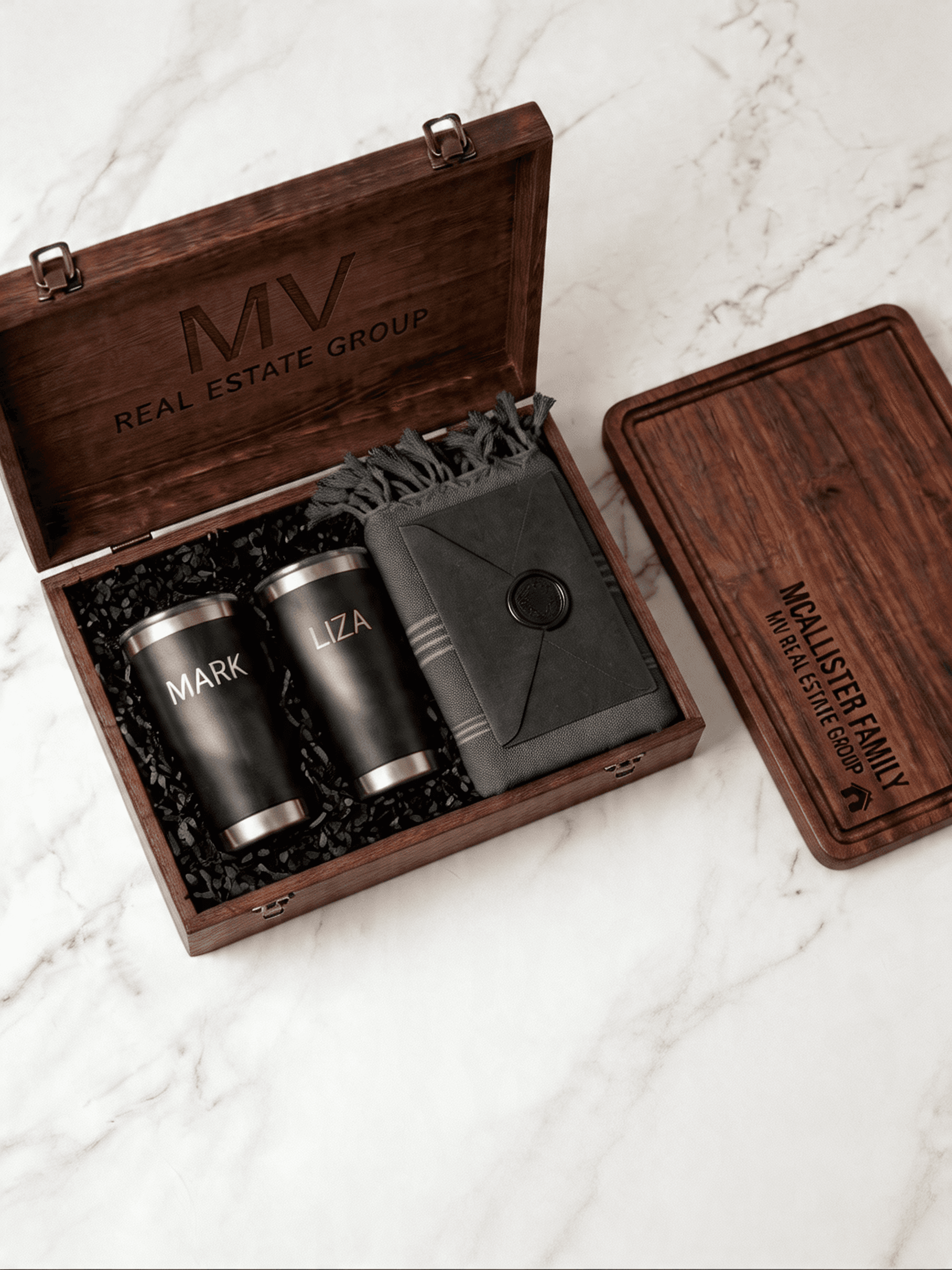 A small gift box, photographed on cream linen
